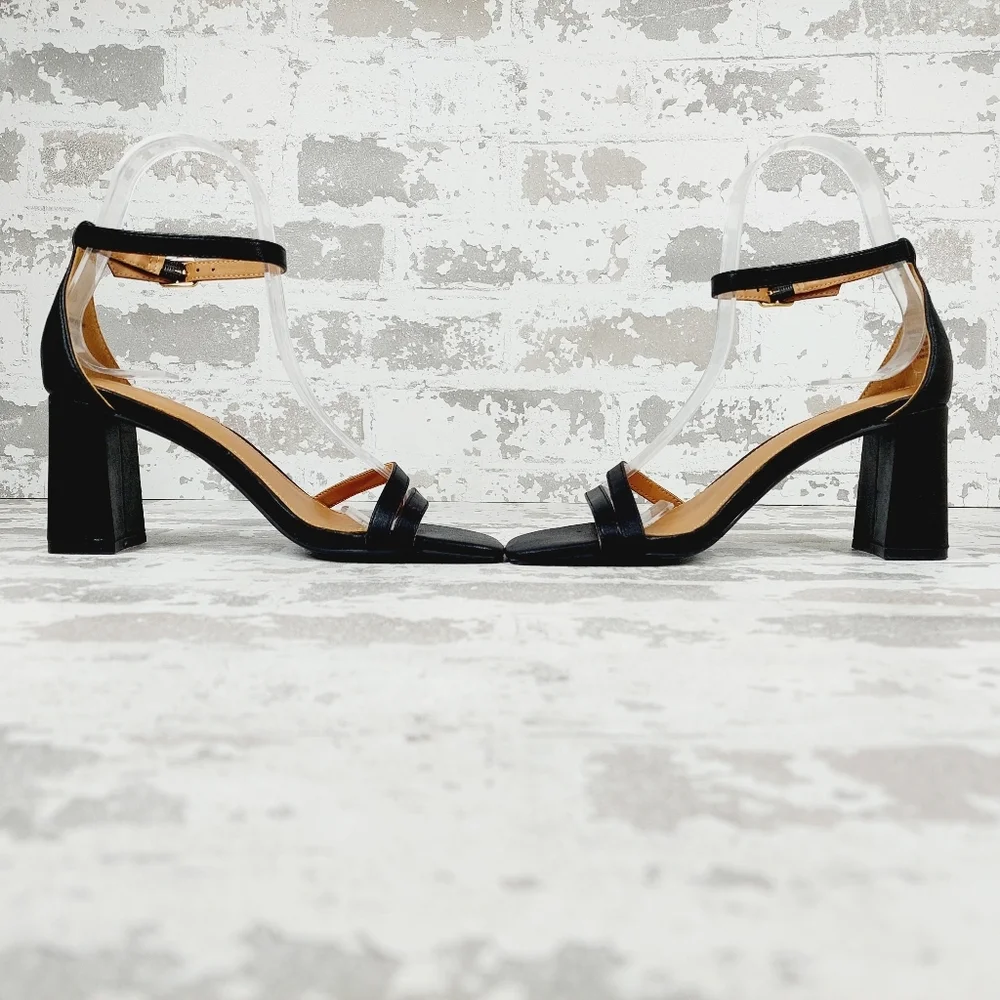 NEW Nordstrom Ellie Double Strap Heeled Sandals In Black I178
